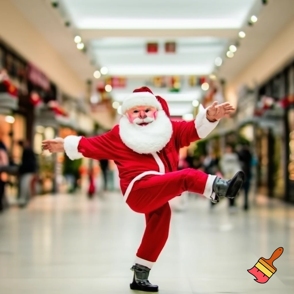 Santa Claus dancing shopping Centre