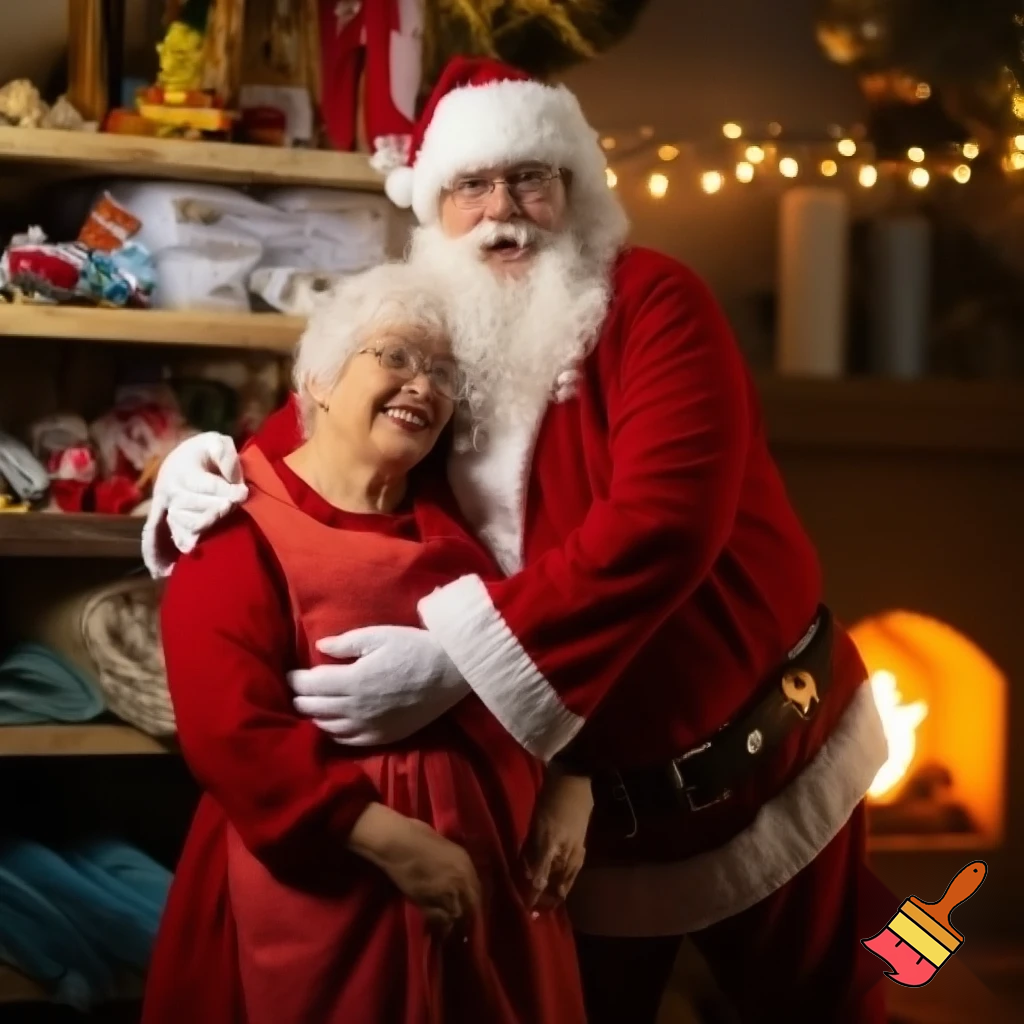 Mrs. Claus and Santa Claus.