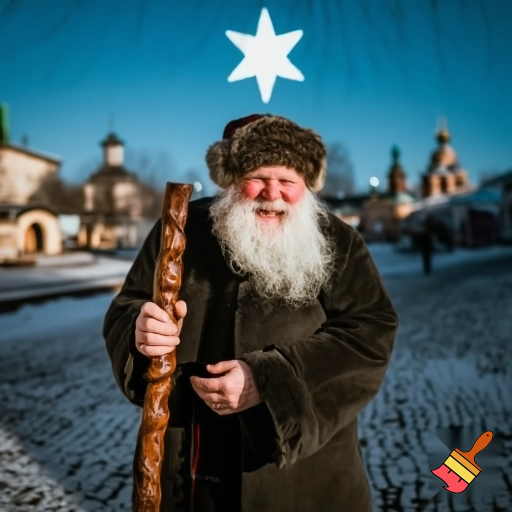 Santa Claus Russians walking stick star