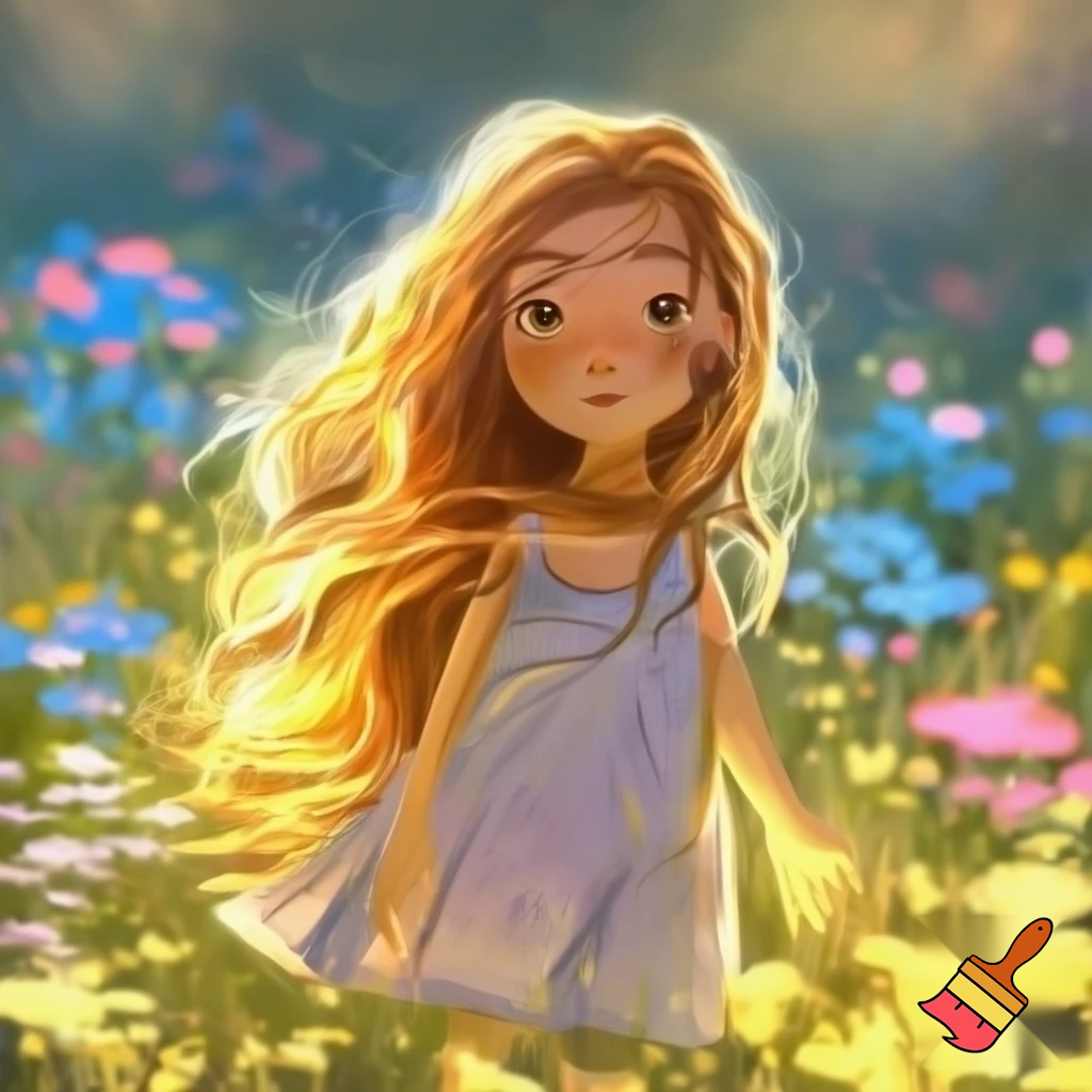 a girl with blond long hair