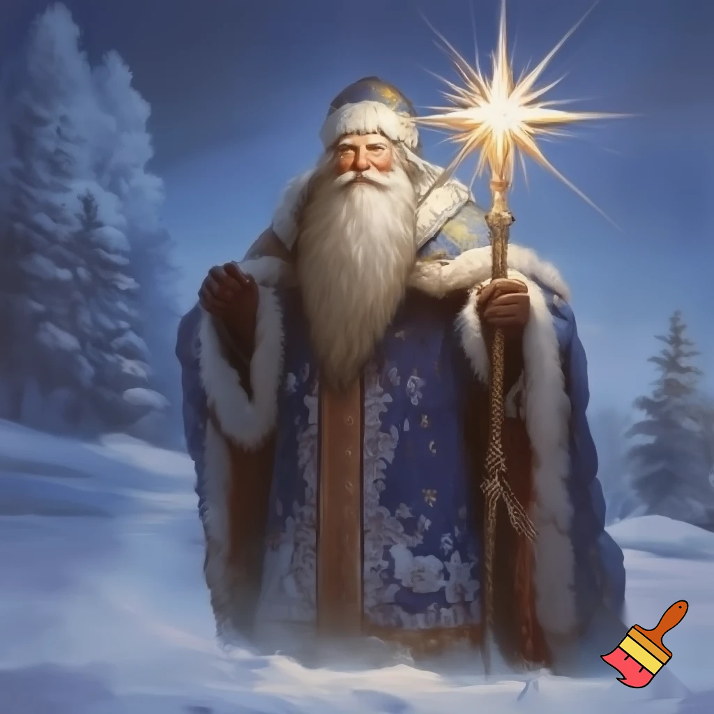 Russian walking stick Santa Claus with a star walking stick