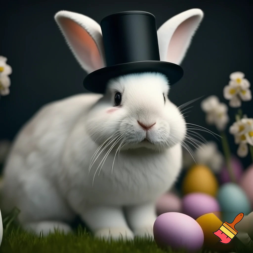 Easter bunny with the top hat costume