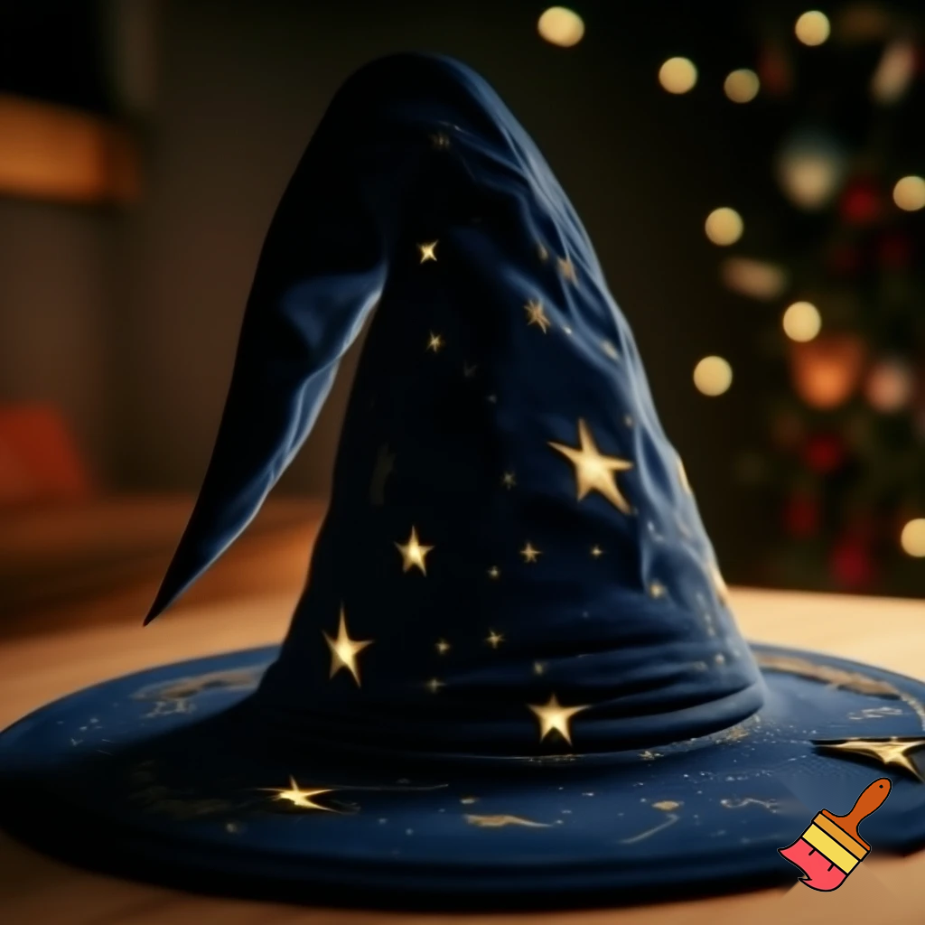 Christmas wizard hat stars and means read a Christmas hat