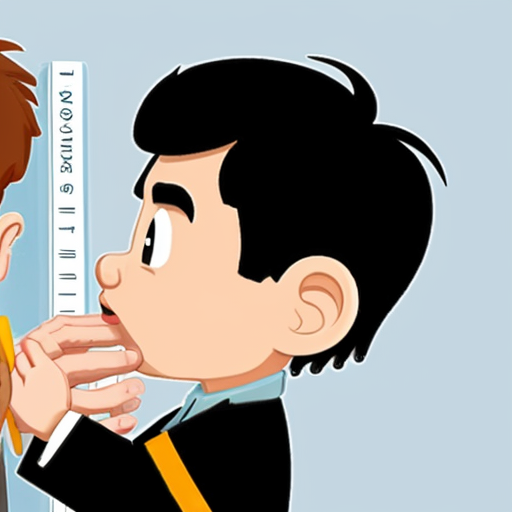 cartoon baby boy with black hair getting checked  on by the doctor
