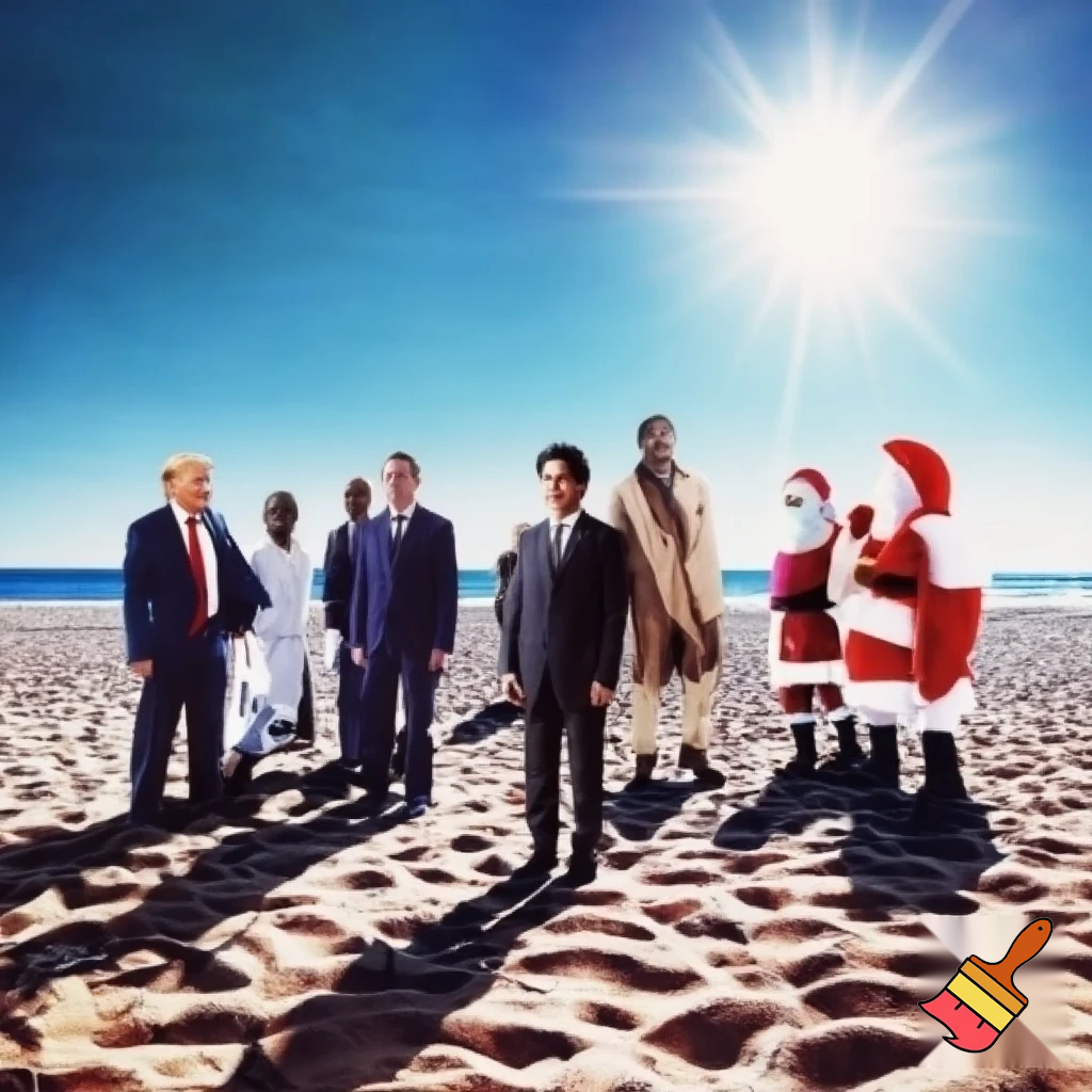 Adolf Hitler donald trump George Floyd Jeffery Epstein abe lincoln and Santa chilling on a beach