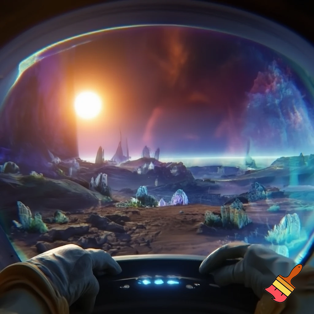 VR perspective of a astronaut on the of Kepler-2-b