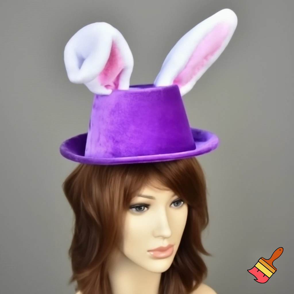 Easter bunny headband, top hat, Easter hat headband, top hat, purple and white, purple and white velvet top hat