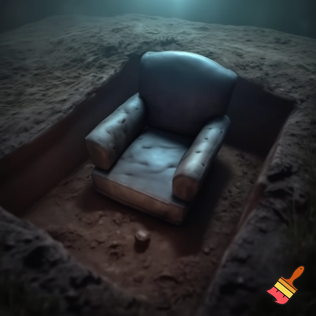 leather chair in a grave
