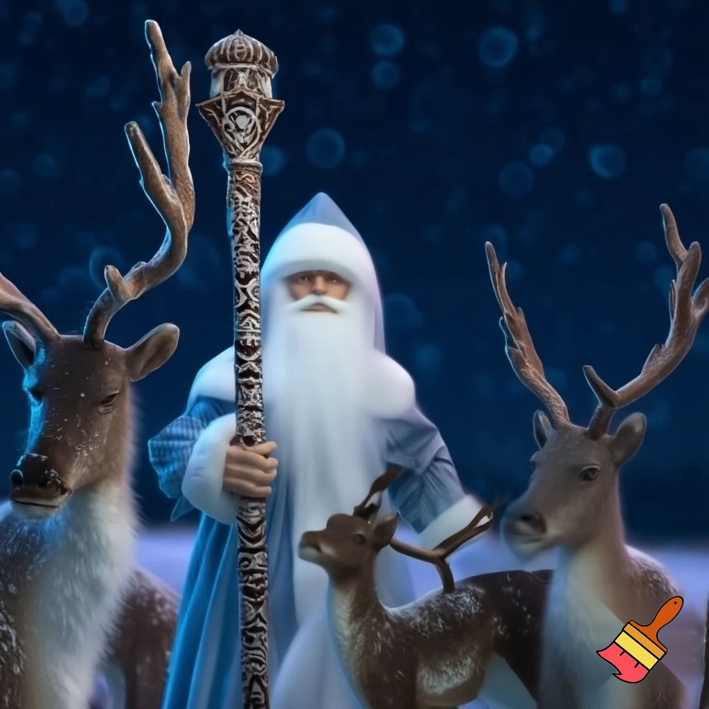 Russian Santa Claus walking stick with with t reindeers magic walking stick a plastic plastic