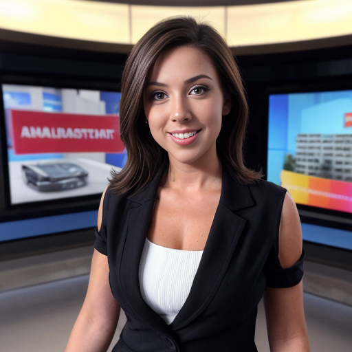 Female news anchor in her ripped shirt