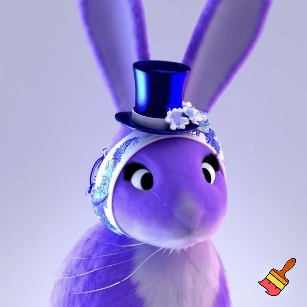 Easter bunny top hat headband, purple and white