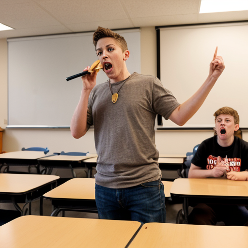 peanut butter boy yelling at students at class because they eat peanut butter