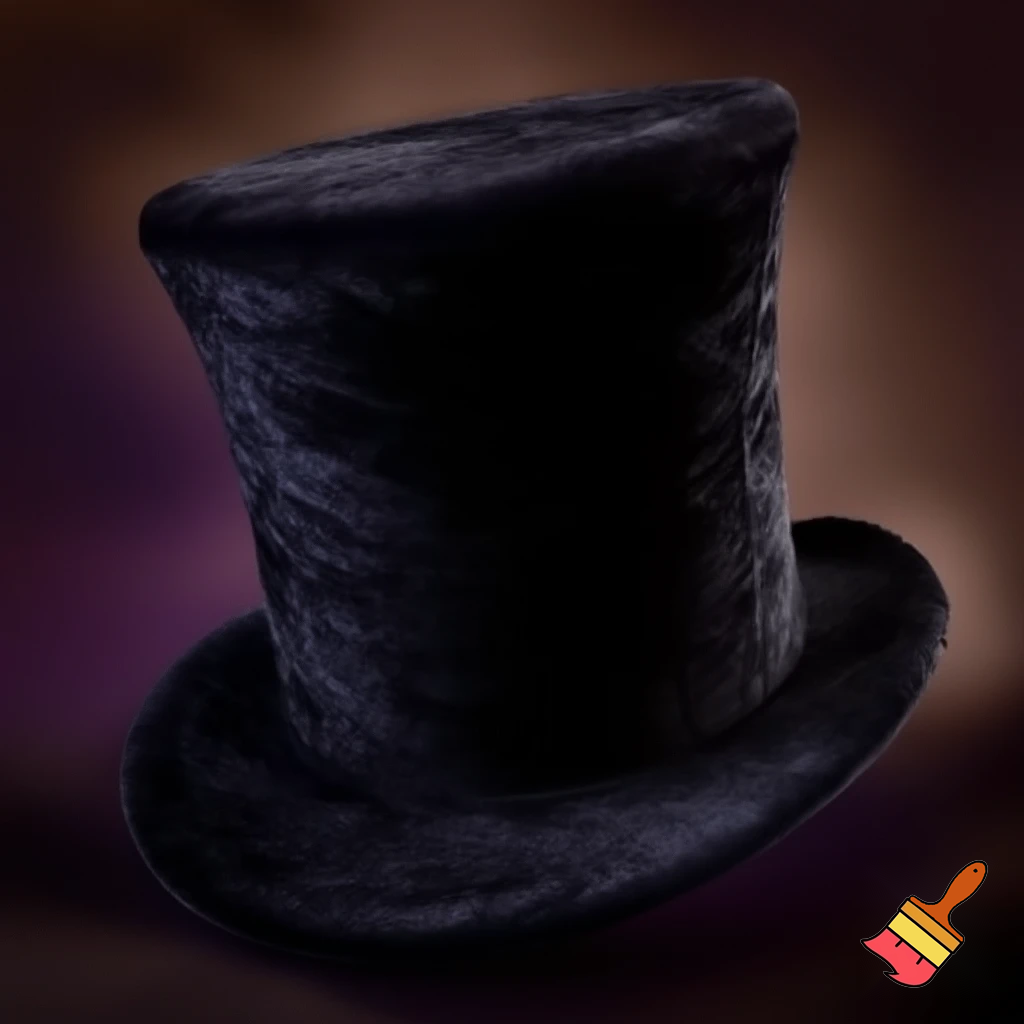 Willy Wonka top hat velvet black and velvet