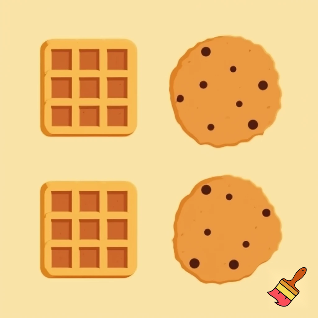 Cartoon Waffles and cookies 