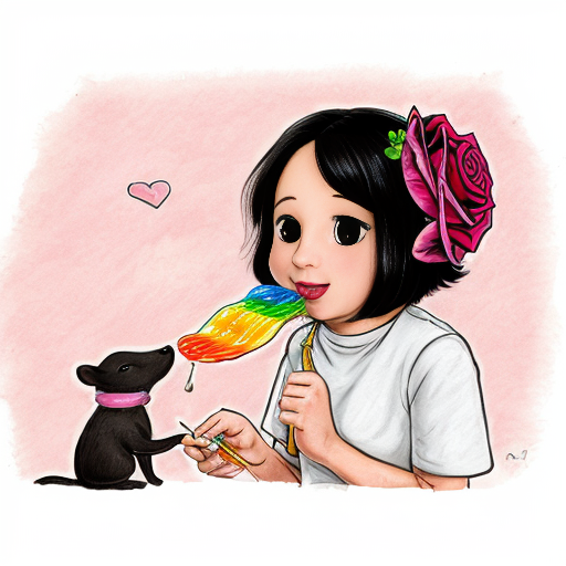 Draw italian brainrot cute mole in pink microwawe eating rainbow rose