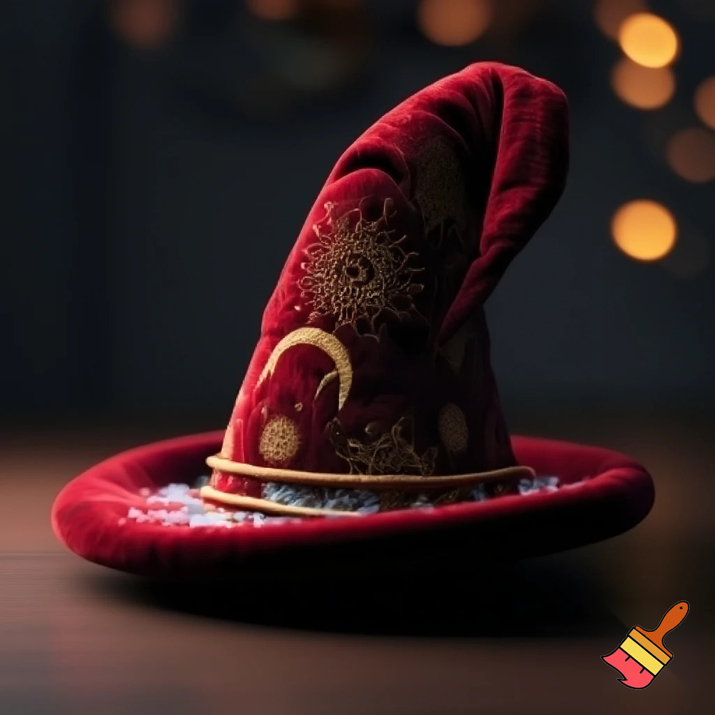 Christmas wizard hat written and velvet