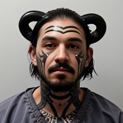 water Buffalo
mugshot
deadly
feral
evil
prison outfit
guilty
face tattoo 
