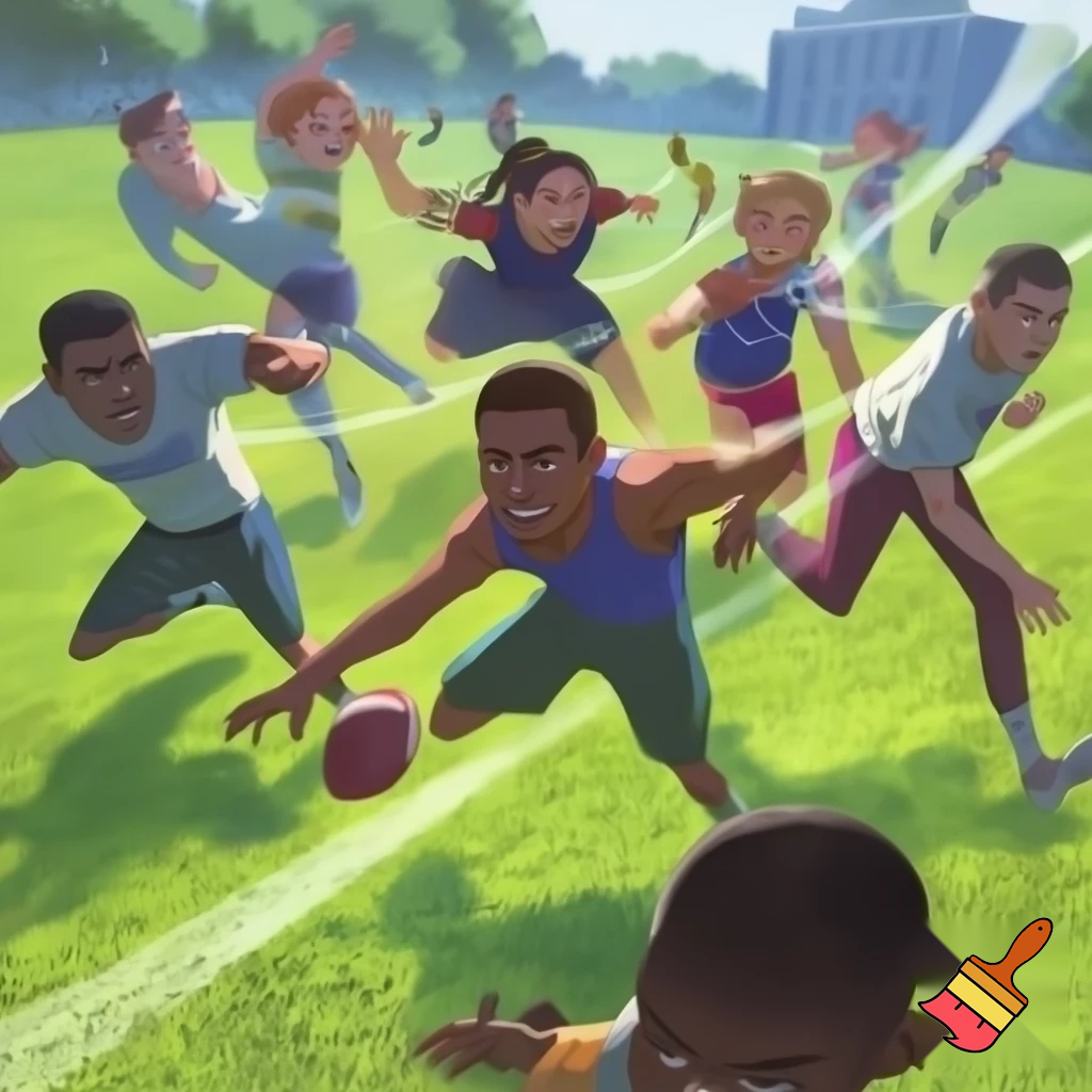 students playing football
