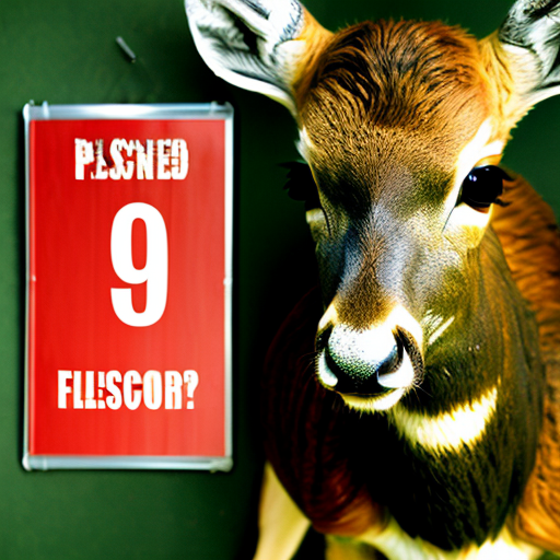 prisoner deer with angry face, scars and holding number board
