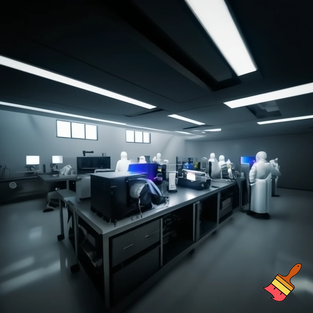 create me a productive modern industrial work environment in the lighting field