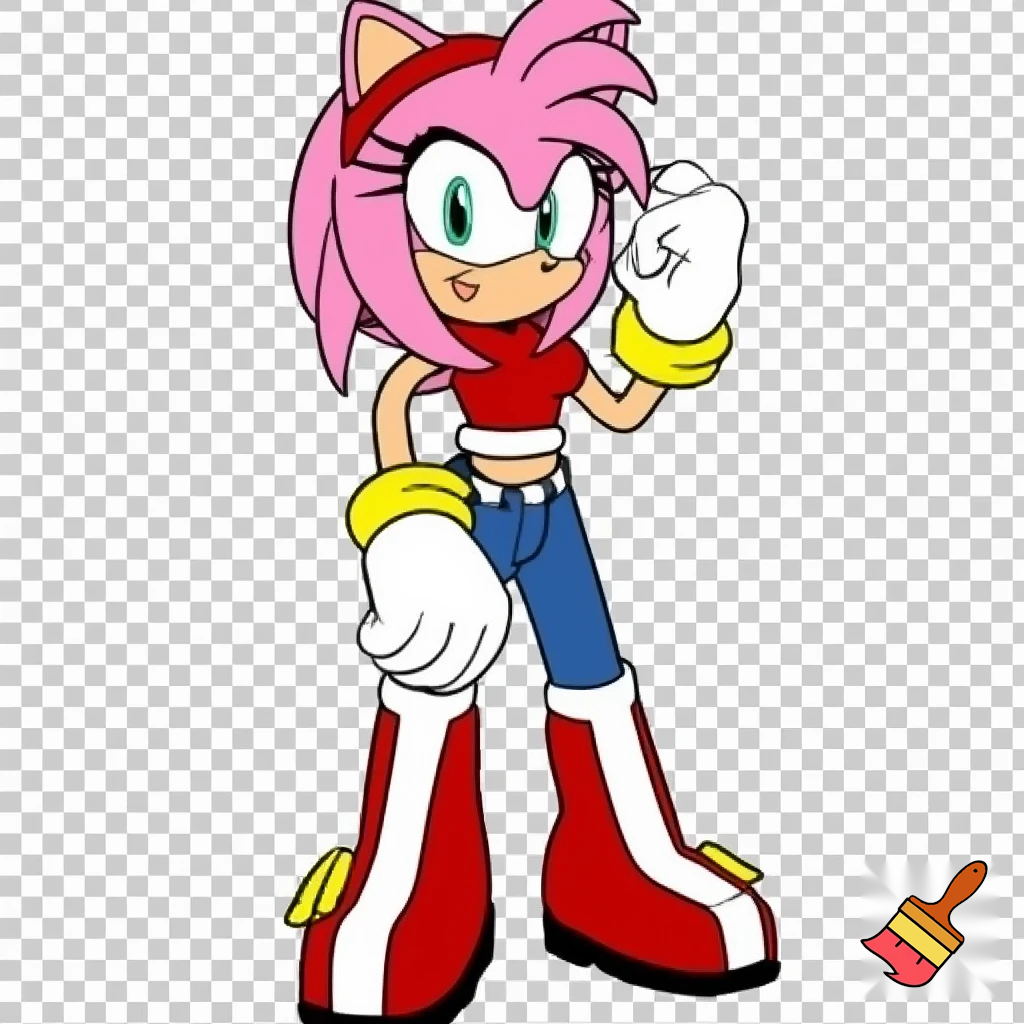 Amy Rose wearing a crop top and jeans