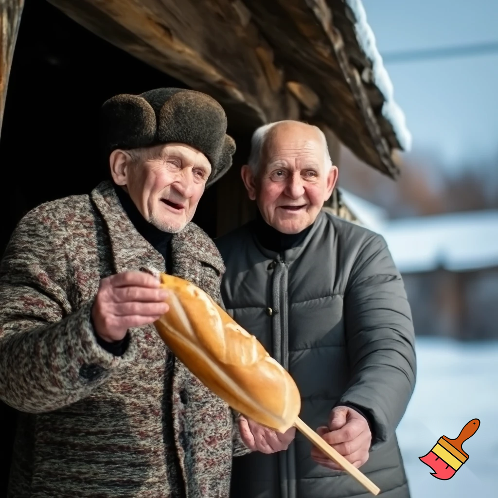 Closest Russians open stick Santa Claus Russian welcome stick