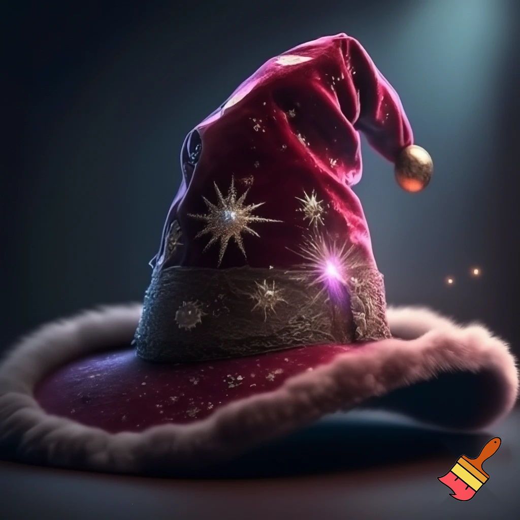 A wizard Santa Claus hat read✨✨🎄💫 velvet a wizard hat