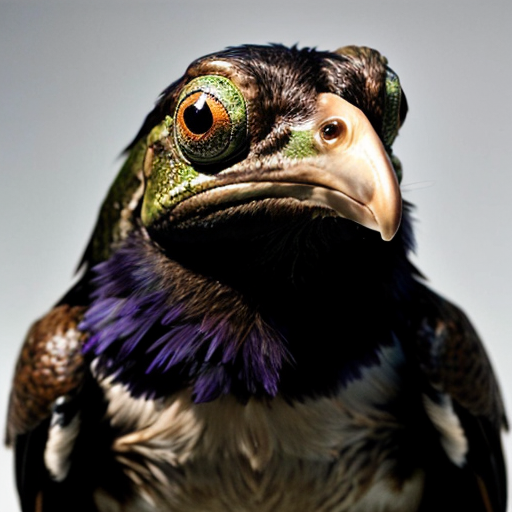 raven with a frog head