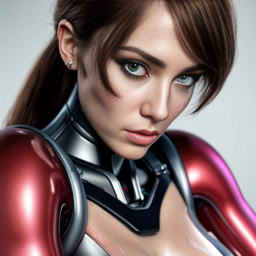 realistic robot woman to latex skin 