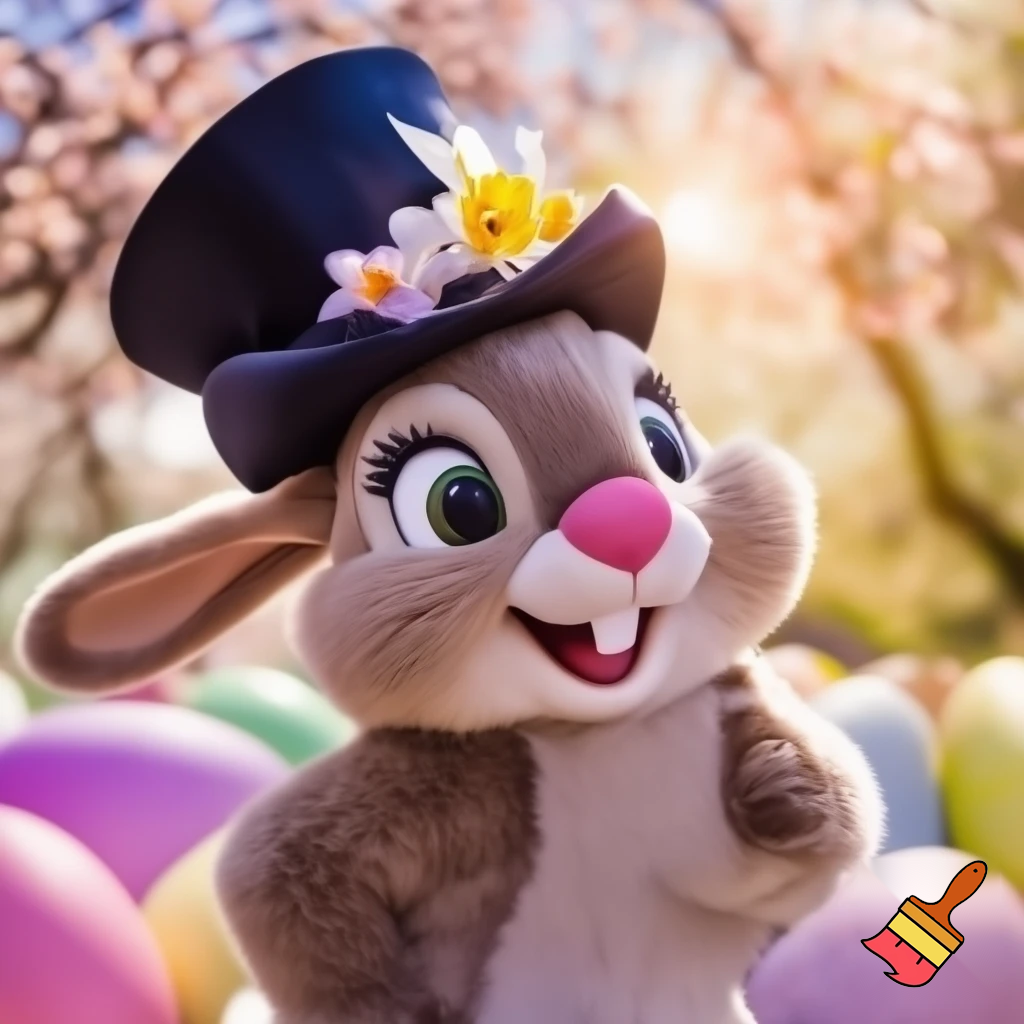 Easter bunny mascot from Disneyland costume top hat