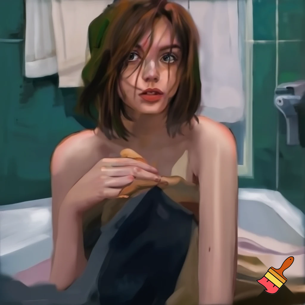 young woman in bathroom bed