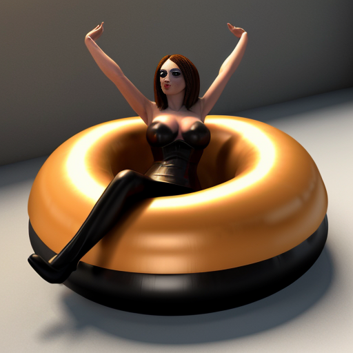 3d Succubus woman inflated into a huge ball with her head on top 