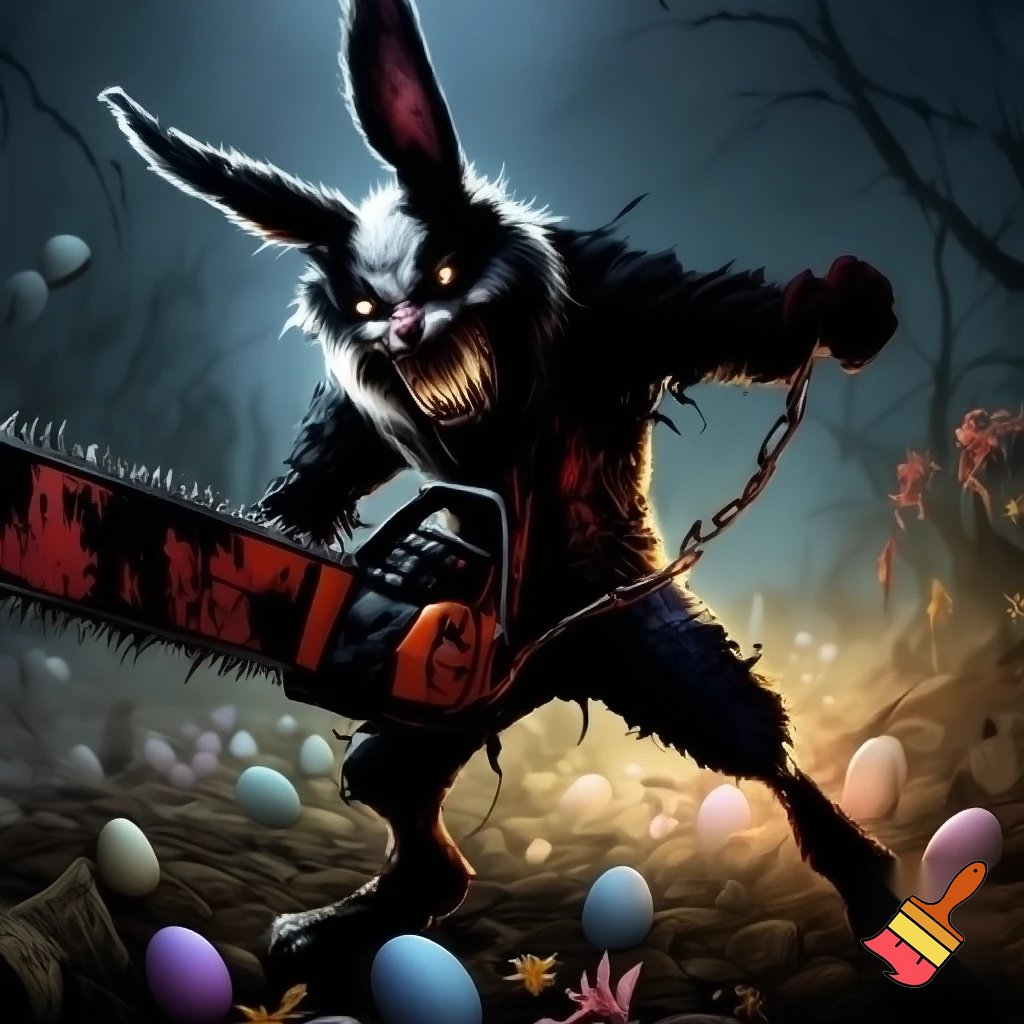 Easter bunny with a chainsaw