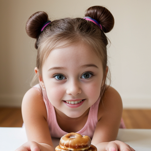 little girl pink downut with buns