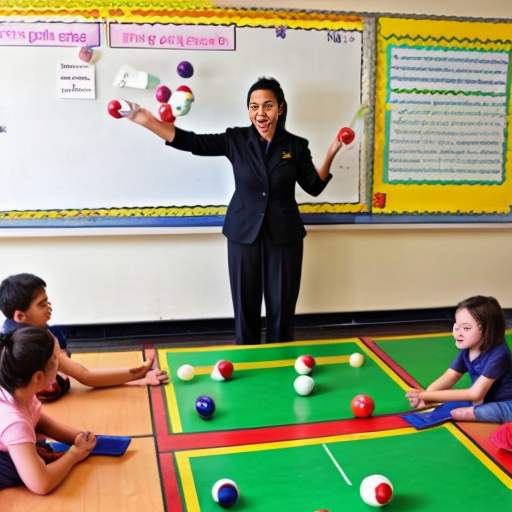 make me a whole class playing blooket with an energetic teacher hosting
