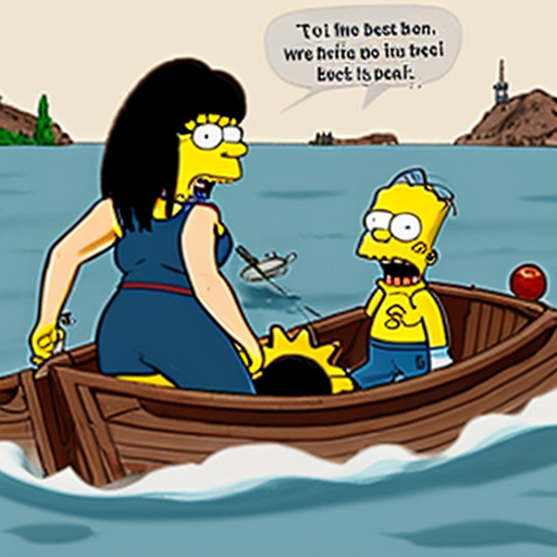 when white friendly Plesiosaurus find the boat and she gift a note to lisa simpsons when the Springfield peoples (in boat) following Plesiosaurus when they met her friend which is black Brachauchenius but then Brachauchenius just trick the Plesiosaurus and now Brachauchenius attacking the boat and she ate 20% of peoples and then Brachauchenius hit the boat overboard and then bart simpsons flying up and falling and Brachauchenius open her jaw and she ate bart. when bart have turn into a ghost while still inside Brachauchenius's jaws and he thinks he is dead and he flys up and he seeing the Springfield peoples are about to be eaten alive by Brachauchenius when Plesiosaurus saving homer, marge, lisa and maggie from Brachauchenius