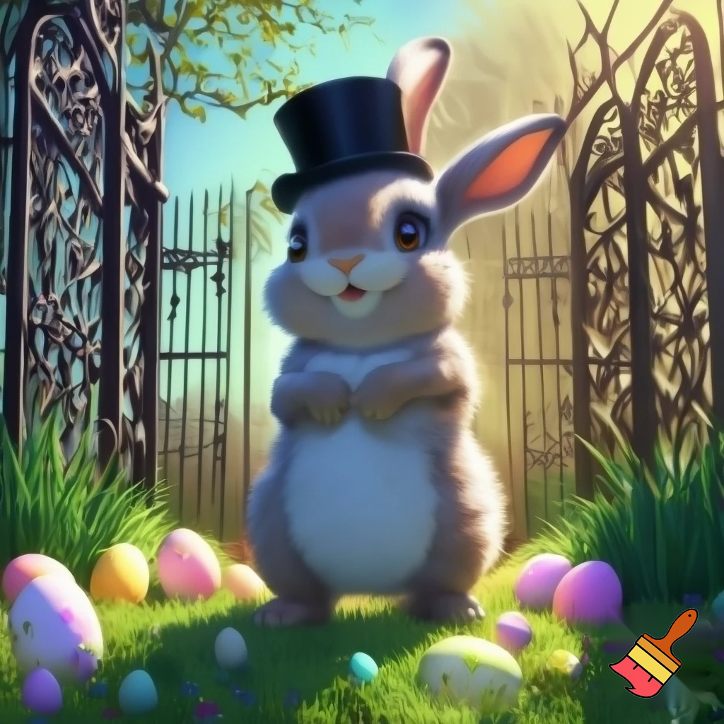 Easter bunny mascot costume top hat Felton gate