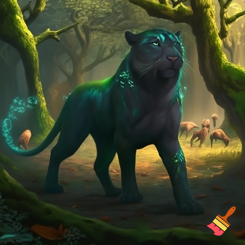 generate a picture that lives in a temperate forest it eats herd bound herbivores and its symbiotic relationship is mutualism
