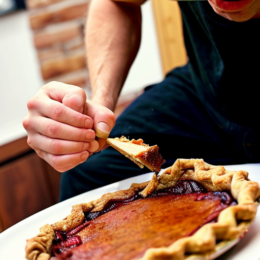 man eating pie
