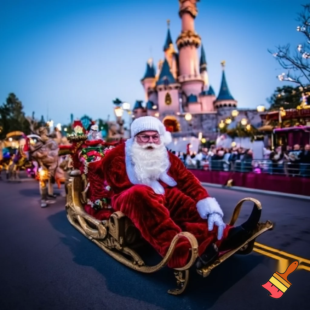 Santa Claus, France parade Paris Disneyland Santa sleigh castle