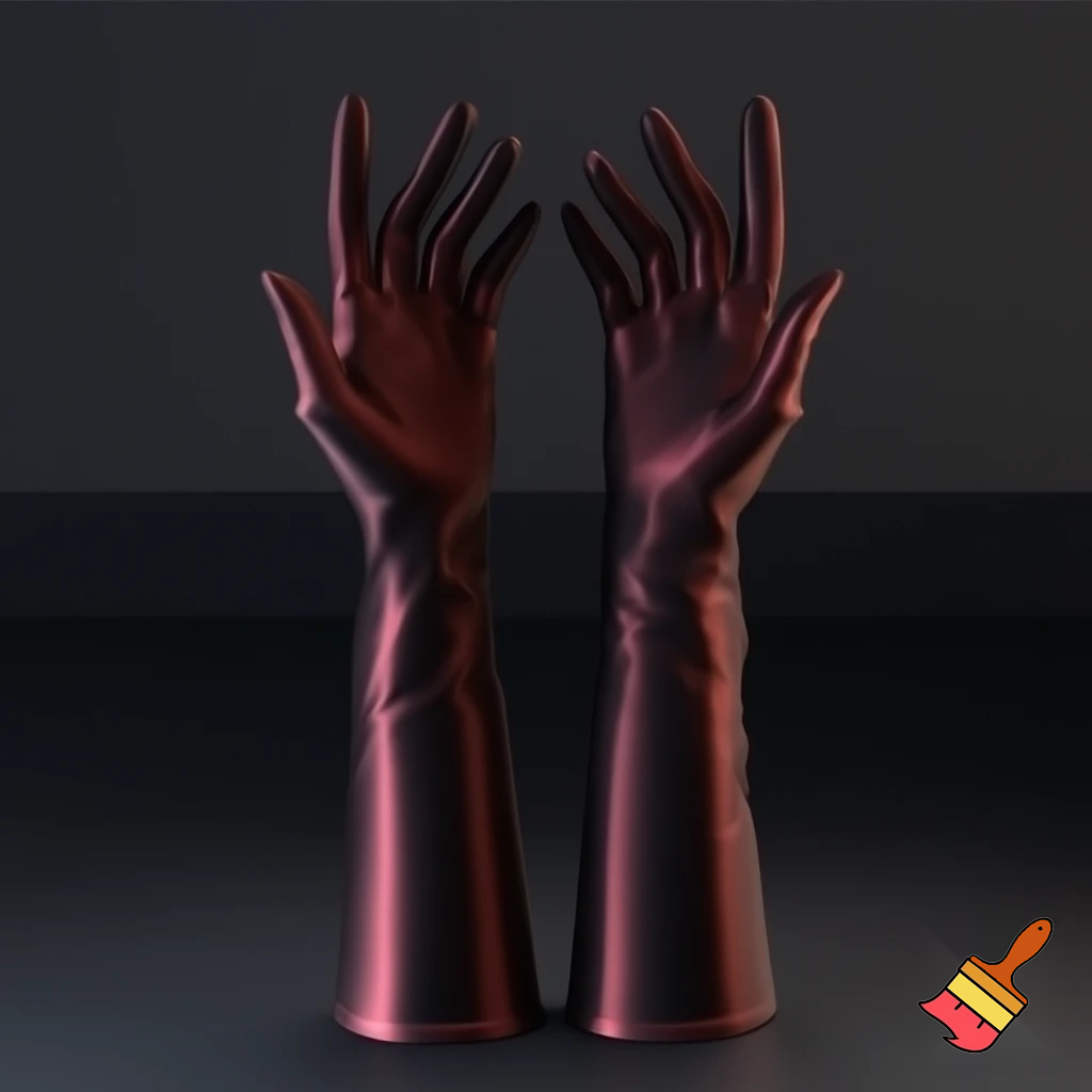 Make photorealistic two-sided gloves, with fingers on both sides, make them long length and fashionable