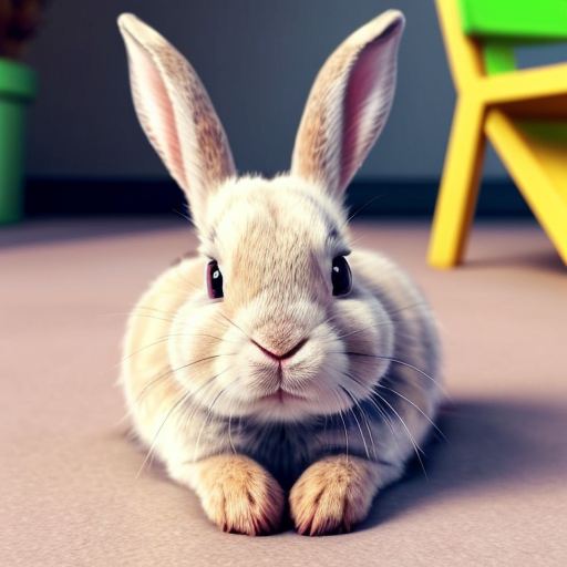 cute cartoon rabbit for kids, colorful, 2D animation style