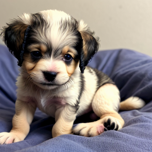 kleiner welpe der beim schlafen einen hansdand macht 