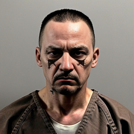 strong rat, evil, sinister, wearing prison outfit, mugshot style, no human