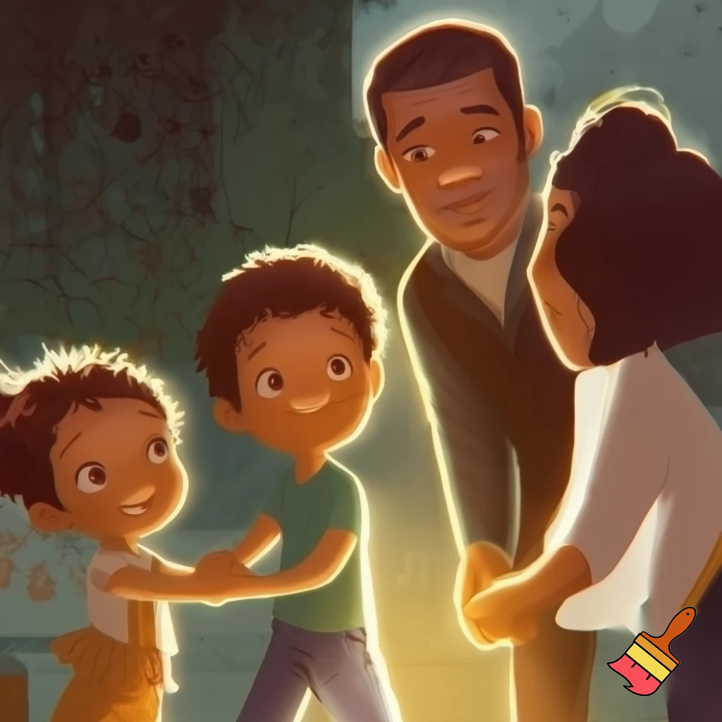 Family of four 11 year old boy, 6 year old sister, mum and dad