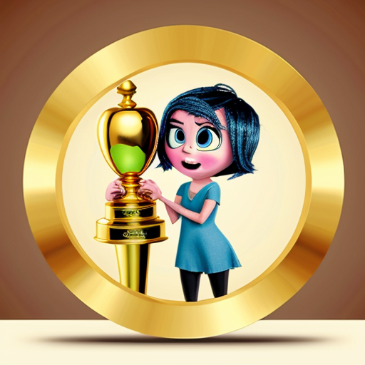 inside out style happy proud gold holding trophy one person gold cartoon animation style