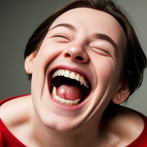 a super realistic laughing face