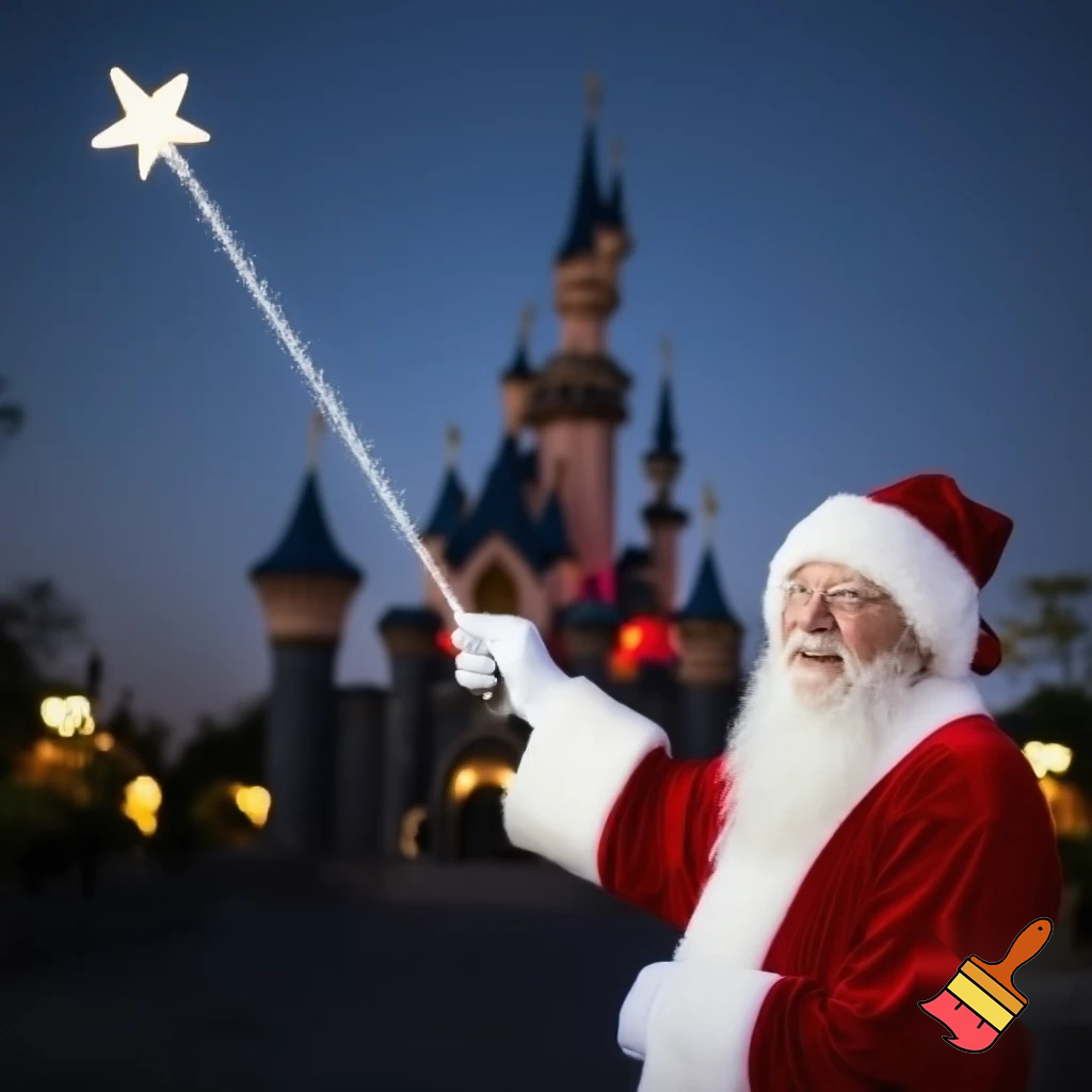 Santa Claus in Disneyland Paris Magic star wand a star