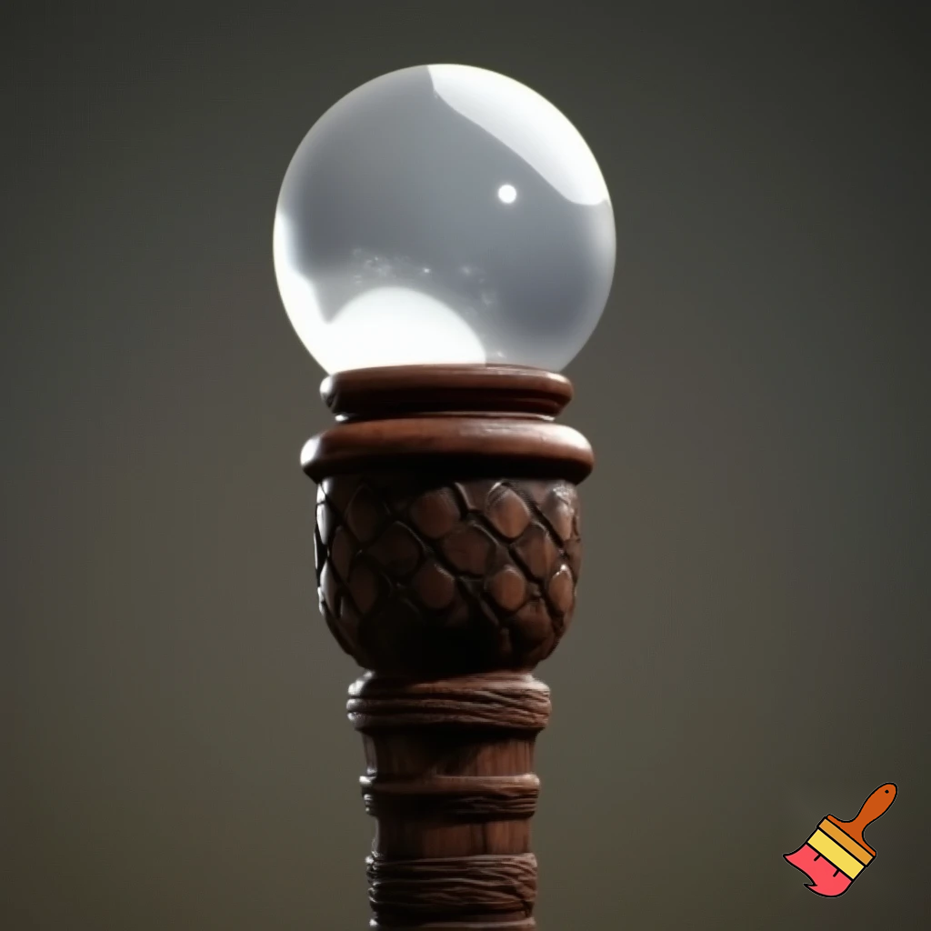 Russian Santa Claus walking stick with with the crystal ball