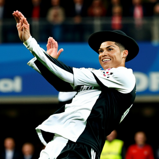 ronaldo doing russian dance with a hat
